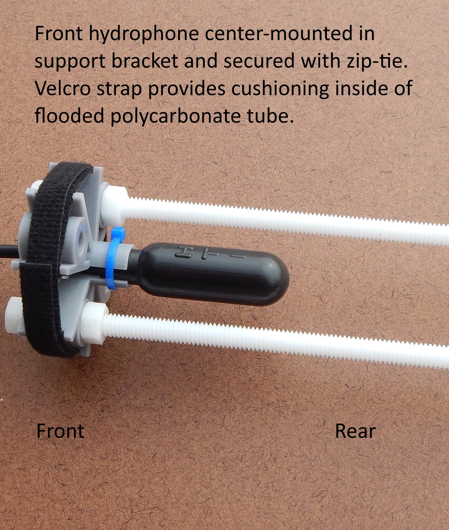 CMHB Center-mount hydrophone bracket for autonomous towed hydrophone array