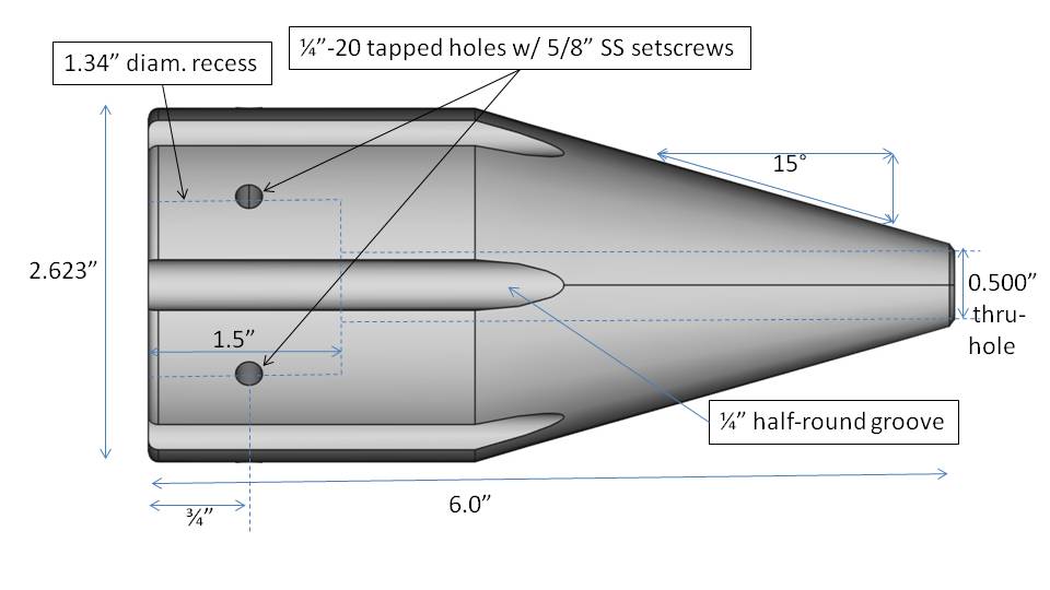 TB-24. Short tow-body for single-channel autonomous acoustic recorder.